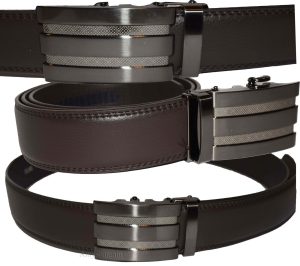 Lot of 2 Men's Leather Belt Black & Brown Automatic lock Up to 43" Dress belt BN - Image 12