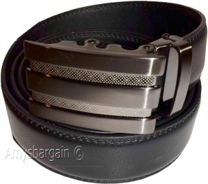Lot of 2 Men's Leather Belt Black & Brown Automatic lock Up to 43" Dress belt BN - Image 3