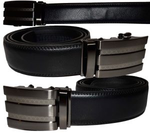 Lot of 2 Men's Leather Belt Black & Brown Automatic lock Up to 43" Dress belt BN - Image 6