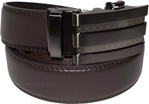 Lot of 2 Men's Leather Belt Black & Brown Automatic lock Up to 43" Dress belt BN - Image 7