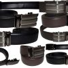 Lot of 2 Men's Leather Belt Black & Brown Automatic lock Up to 43" Dress belt BN