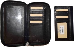 Lot of 2 New Black Zip Around checkbook wallet 14 credit card change purse ID BN - Image 3