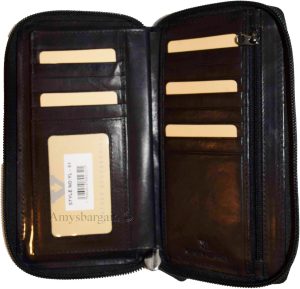 Lot of 2 New Black Zip Around checkbook wallet 14 credit card change purse ID BN - Image 4