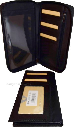 Lot of 2 New Black Zip Around checkbook wallet 14 credit card change purse ID BN - Image 5