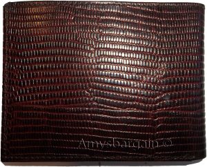 Lot of 2 New Lizard Skin Printed Leather Man's Brown billfold wallet 6 cards ID - Image 11