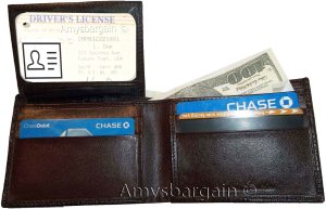 Lot of 2 New Lizard Skin Printed Leather Man's Brown billfold wallet 6 cards ID - Image 6