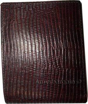Lot of 2 New Lizard Skin Printed Leather Man's Brown billfold wallet 6 cards ID - Image 7