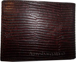 Lot of 2 New Lizard Skin Printed Leather Man's Brown billfold wallet 6 cards ID - Image 8