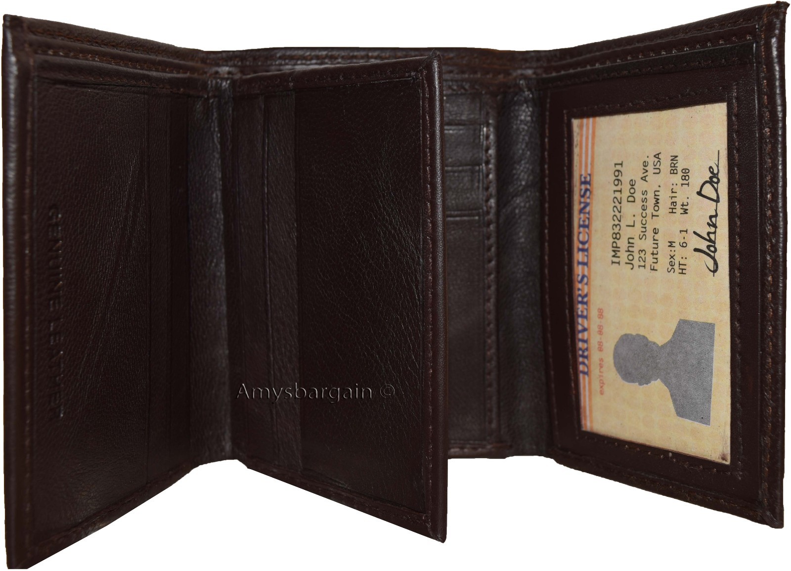 Lot of 2 New Trifold Leather Man’s wallet 2 ID window 9 card 2 bill slots - Image 12