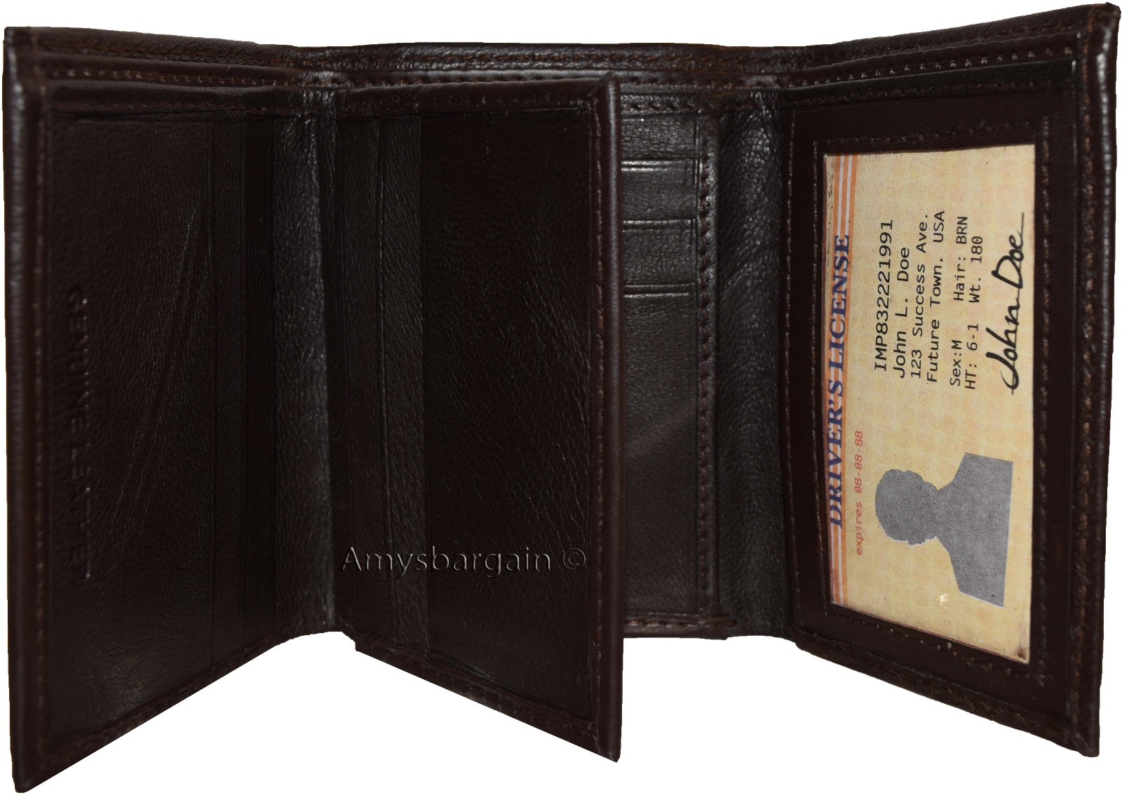 Lot of 2 New Trifold Leather Man’s wallet 2 ID window 9 card 2 bill slots - Image 13