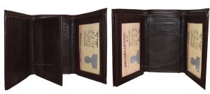Lot of 2 New Trifold Leather Man’s wallet 2 ID window 9 card 2 bill slots