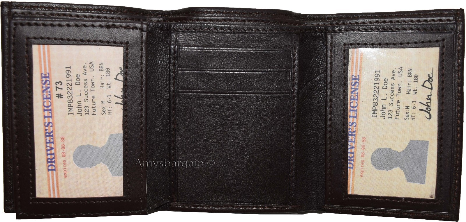 Lot of 2 New Trifold Leather Man’s wallet 2 ID window 9 card 2 bill slots - Image 5