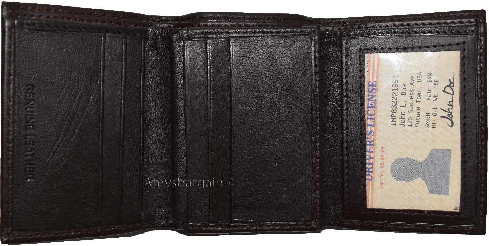 Lot of 2 New Trifold Leather Man’s wallet 2 ID window 9 card 2 bill slots - Image 6