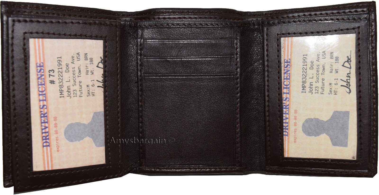 Lot of 2 New Trifold Leather Man’s wallet 2 ID window 9 card 2 bill slots - Image 7