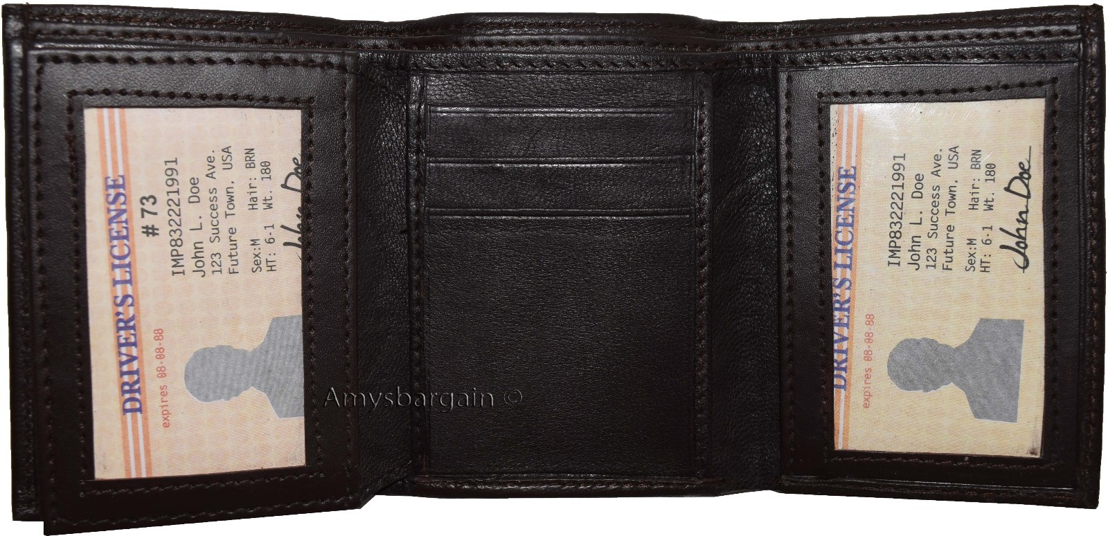 Lot of 2 New Trifold Leather Man’s wallet 2 ID window 9 card 2 bill slots - Image 8