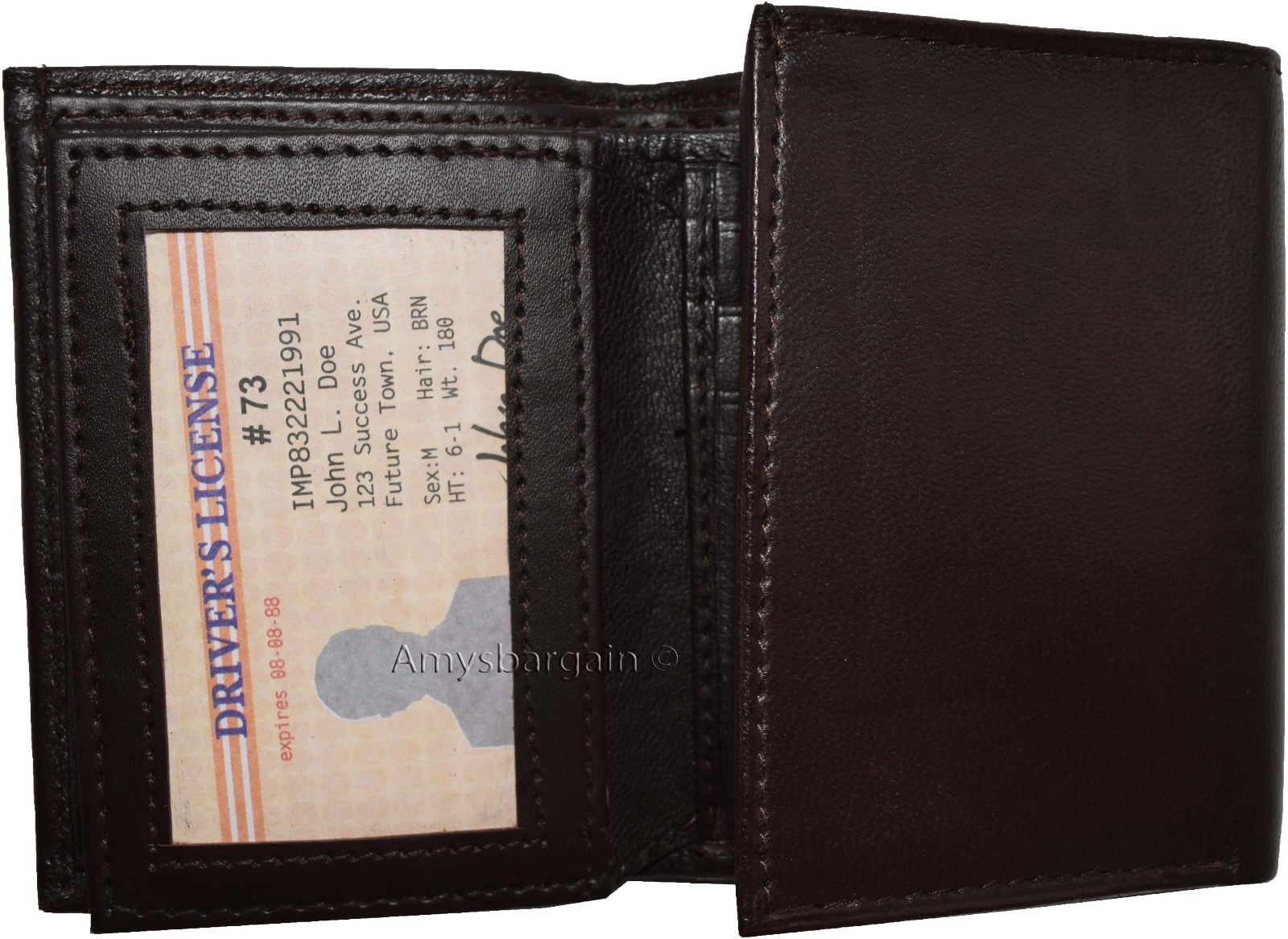 Lot of 2 New Trifold Leather Man’s wallet 2 ID window 9 card 2 bill slots - Image 10