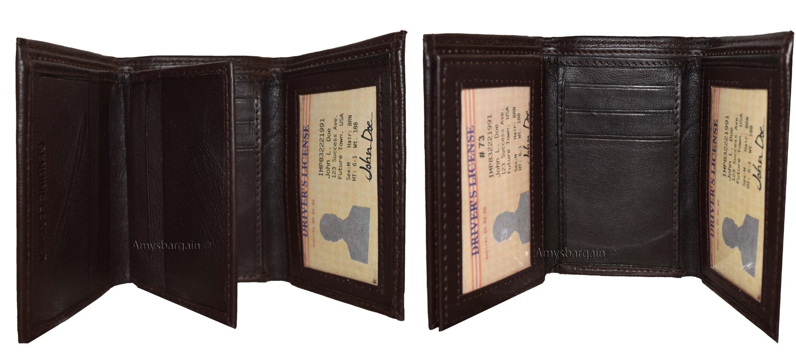 Lot of 2 New Trifold Leather Man’s wallet 2 ID window 9 card 2 bill slots