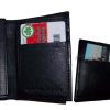 Lot of 2 New Trifold Leather Men’s wallet Black 1 ID 9 cards 2 bill spaces