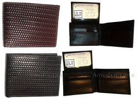 Lot of 2 New Woven Printed Leather man's bi fold wallet 6 cards ID new wallet
