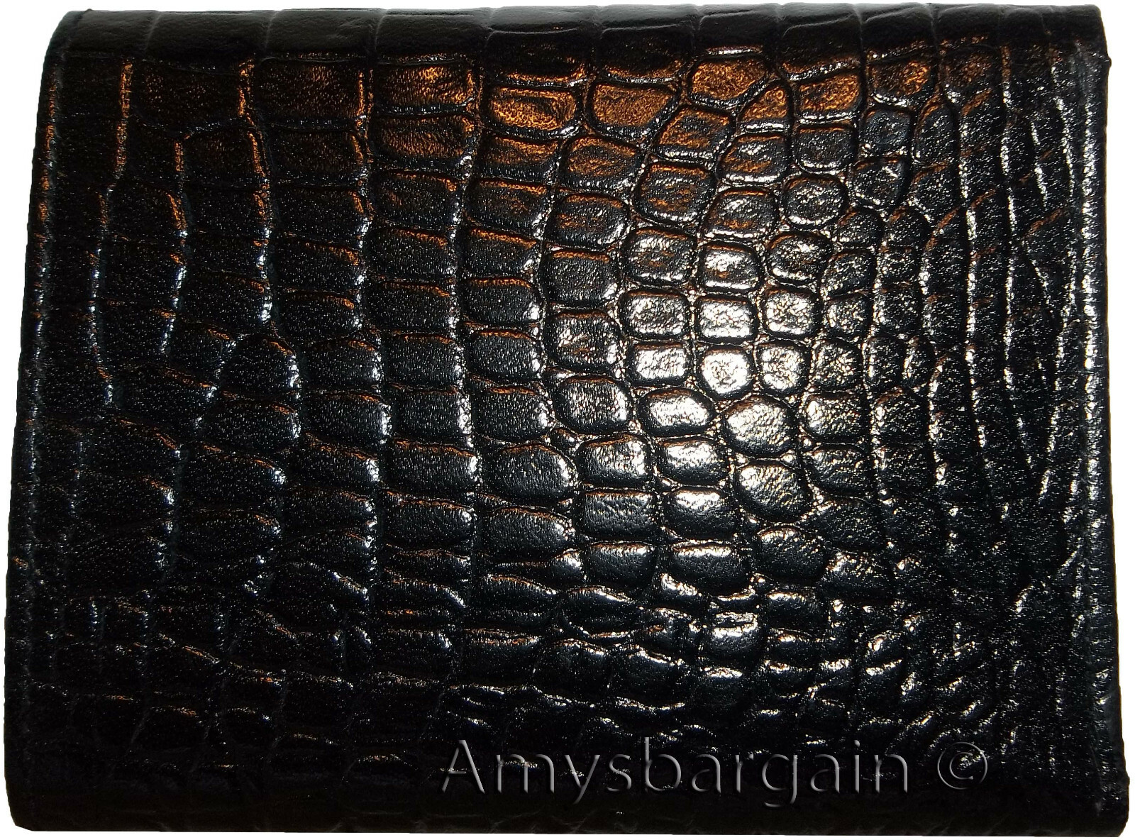 Lot of 3 Italian Style Crocodile Printed Leather Man's Black Trifold wallet BNWT - Image 7