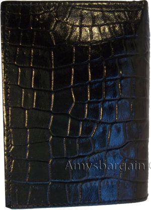Lot of 3 Italian Style Crocodile Printed Leather Man's Black Trifold wallet BNWT - Image 9