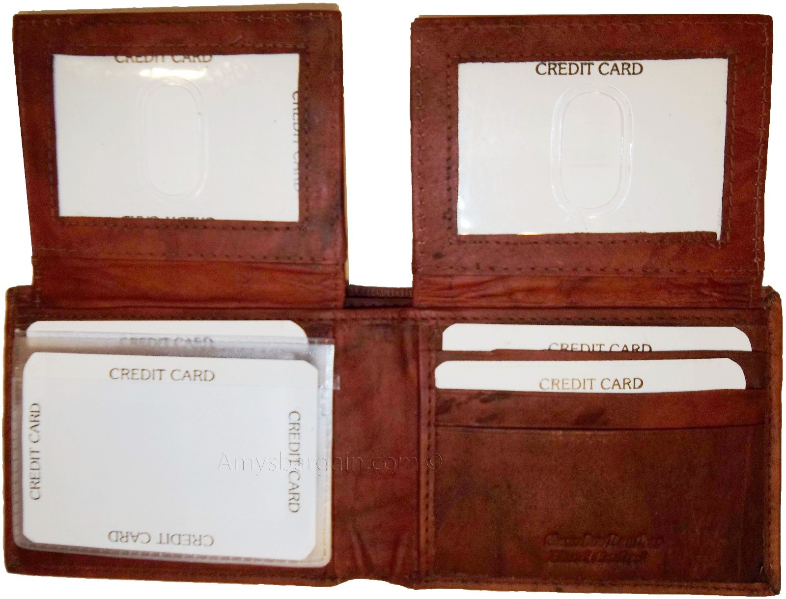 Lot of 3 Men's Bi fold Leather Wallet 12 Credit Card 2 ID billfold wallet br new - Image 11