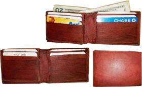 Lot of 3 Men's Bi fold Leather Wallet 12 Credit Card 2 ID billfold wallet br new