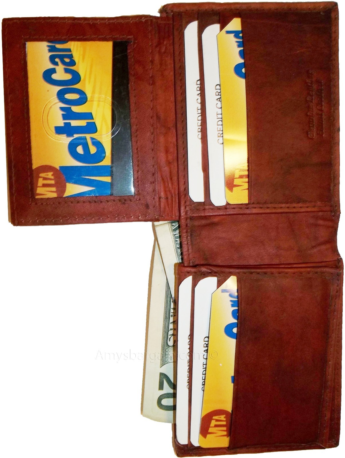 Lot of 3 Men's Bi fold Leather Wallet 12 Credit Card 2 ID billfold wallet br new - Image 5