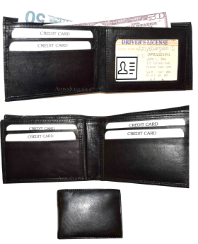 Lot of 3 Men's Bifold Leather wallet 3 bill slots ID case Change case Br New