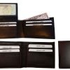 Lot of 3 Men's Brown Bifold Calfskin leather 2 Bill slots 7 card 1 ID Window NWT
