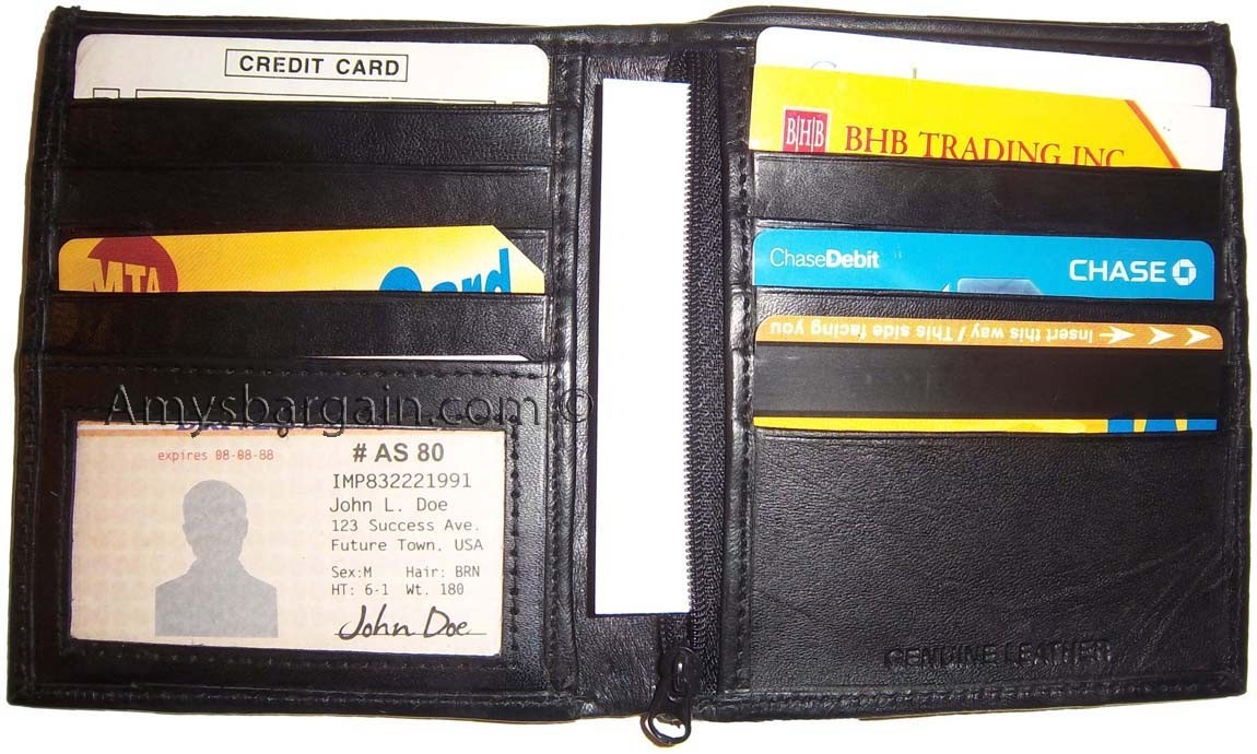 Lot of 3 Men's wallet Genuine Leather Hipster bifold Black, Men's billfold, BNWT - Image 6