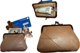 Lot of 3 New Women's Leather Change Purse Coin bag Wallet bag Hand Coin case BN