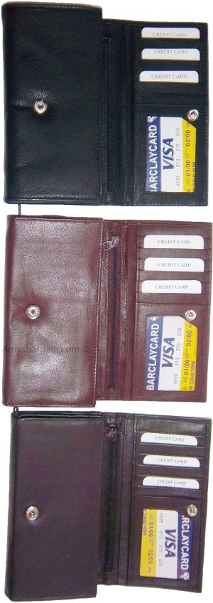 Lot of 3 New leather Checkbook wallets Black Brown Credit card zip change purse - Image 3