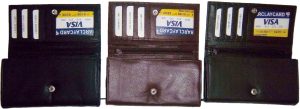 Lot of 3 New leather Checkbook wallets Black Brown Credit card zip change purse - Image 4