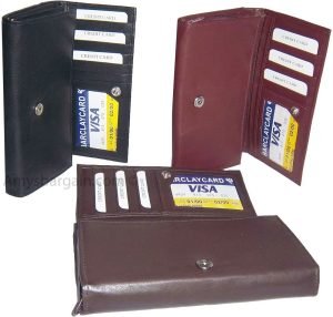 Lot of 3 New leather Checkbook wallets Black Brown Credit card zip change purse - Image 5