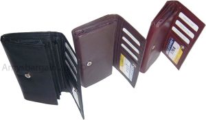 Lot of 3 New leather Checkbook wallets Black Brown Credit card zip change purse - Image 6
