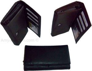 Lot of 3 New leather Checkbook wallets Black Brown Credit card zip change purse - Image 7