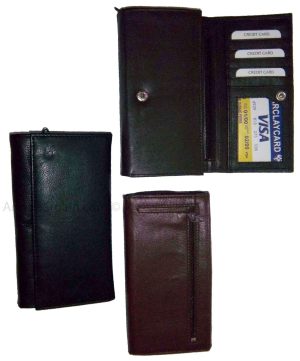 Lot of 3 New leather Checkbook wallets Black Brown Credit card zip change purse - Image 9