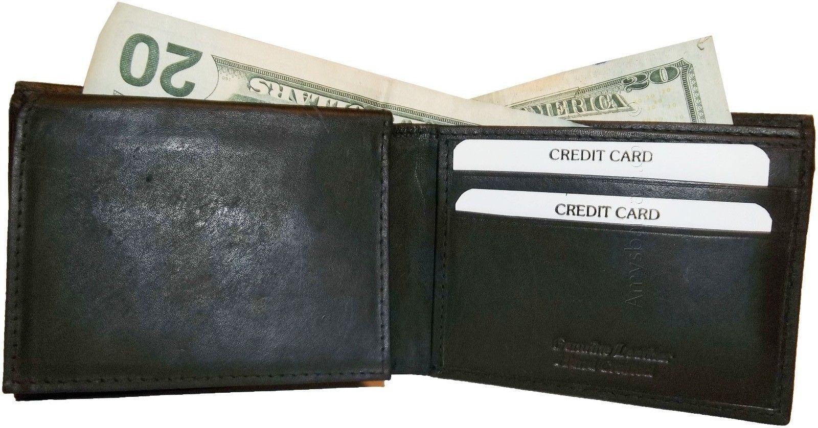 Lot of 3 New style leather man's wallet 2 bill slots 1 zip 4 credit card 1 ID BN - Image 10