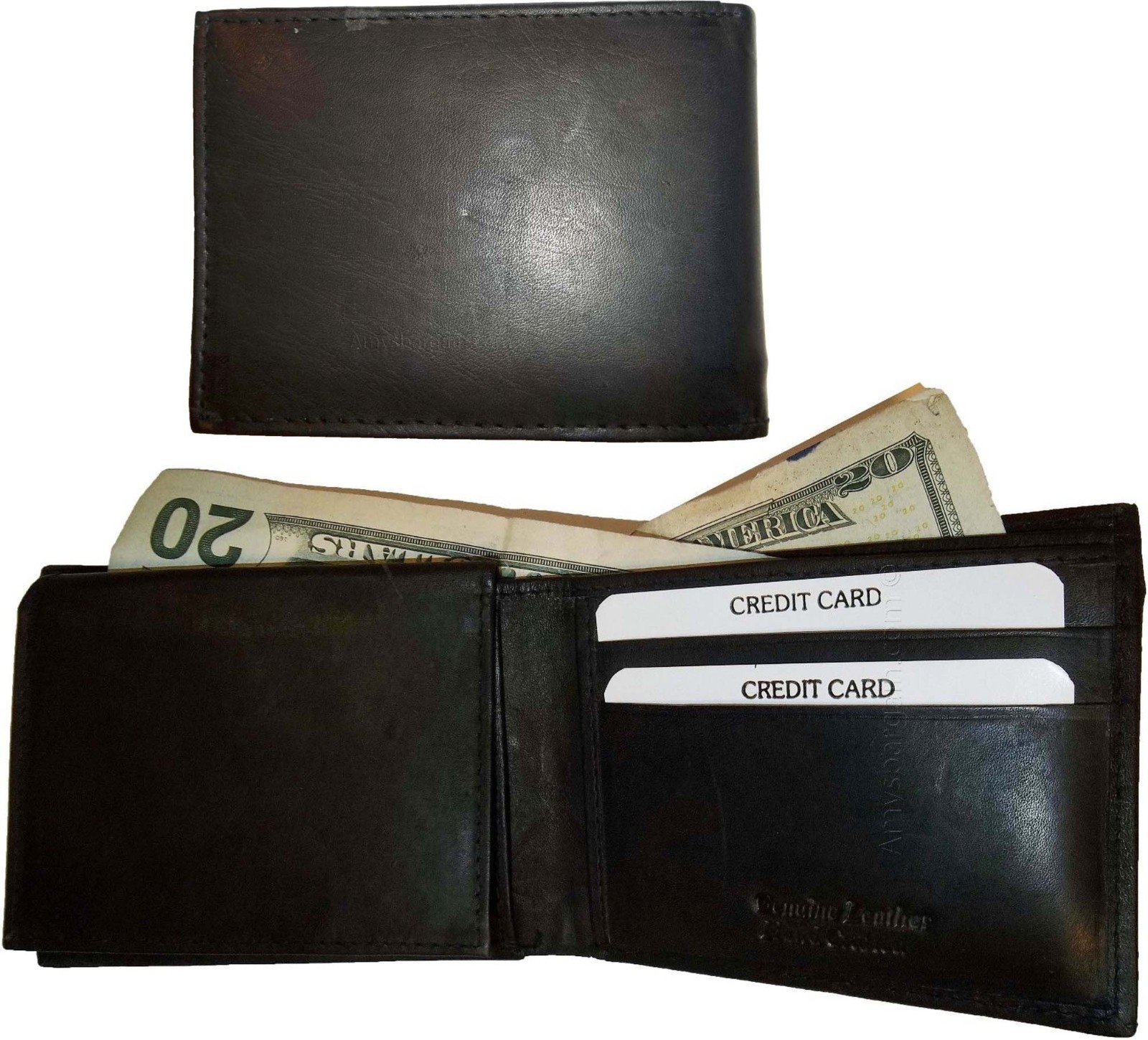 Lot of 3 New style leather man's wallet 2 bill slots 1 zip 4 credit card 1 ID BN - Image 3