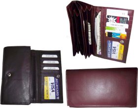 Lot of 3 Woman's Leather checkbook wallet 6 Credit card ID 7 Bill pockets BR New