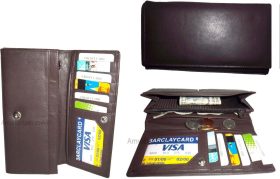 Lot of 3 Women's 8 pocket leather checkbook wallet Credit card ID change purse*