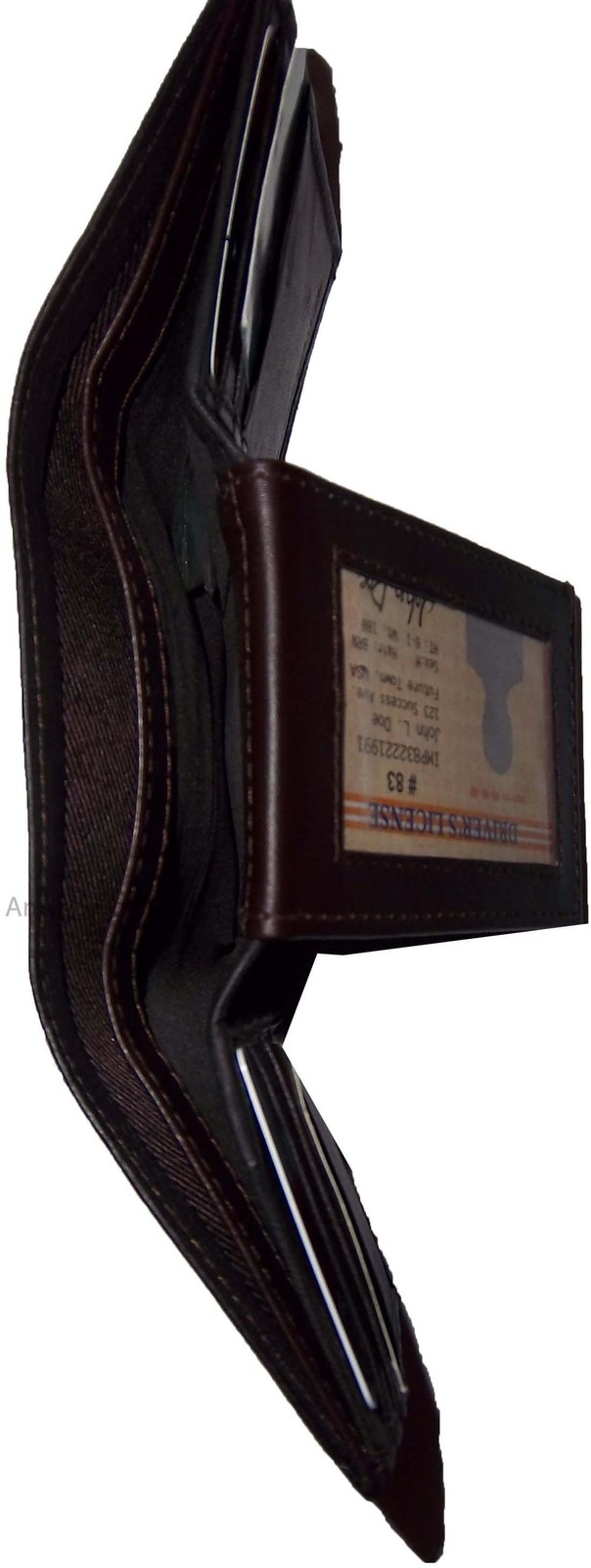 Lot of 3 new brown trifold leather men’s wallet 1 ID 9 card 2 bill spaces. - Image 11