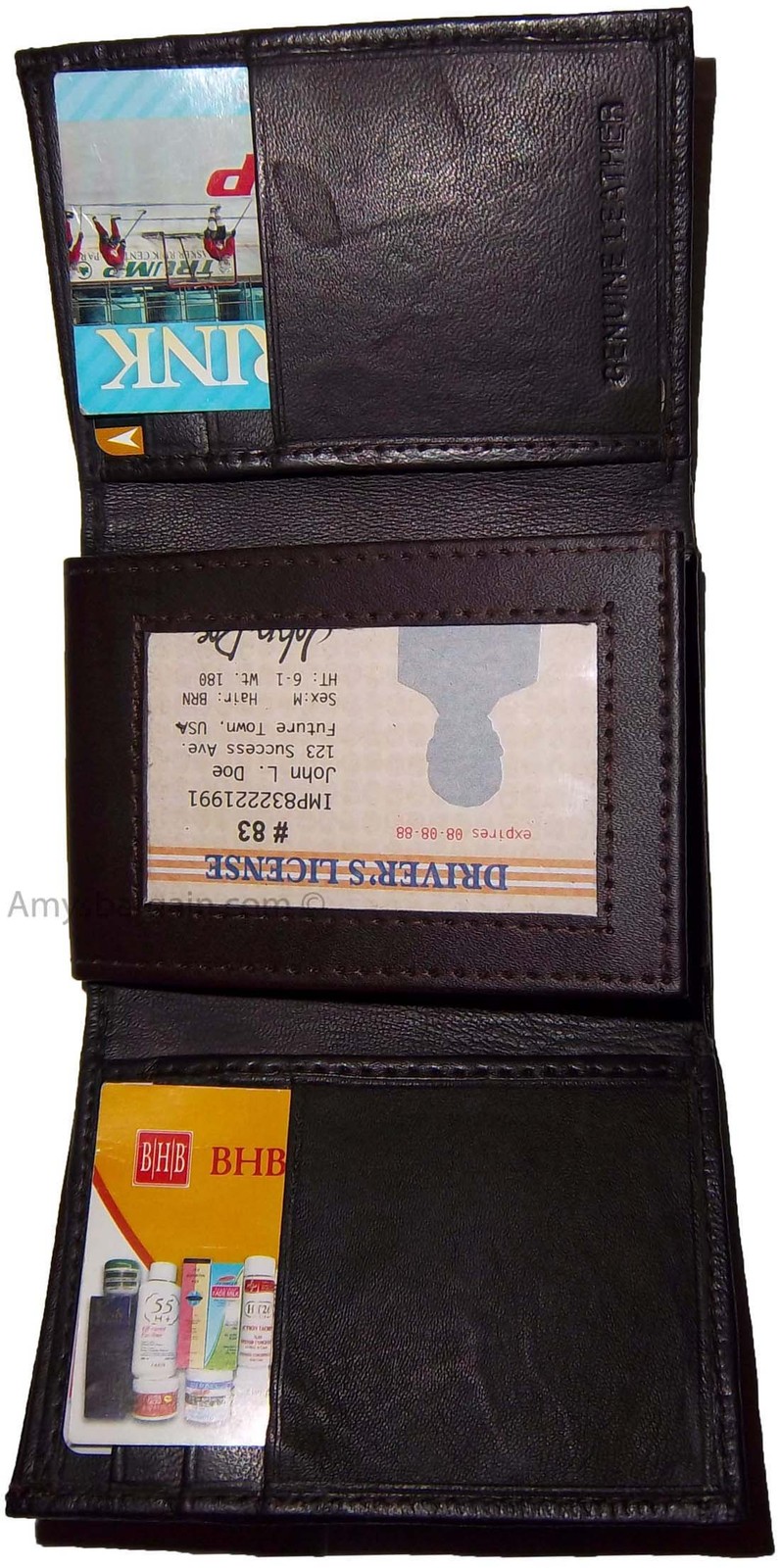Lot of 3 new brown trifold leather men’s wallet 1 ID 9 card 2 bill spaces. - Image 12