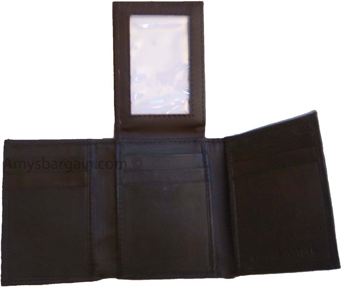 Lot of 3 new brown trifold leather men’s wallet 1 ID 9 card 2 bill spaces. - Image 3