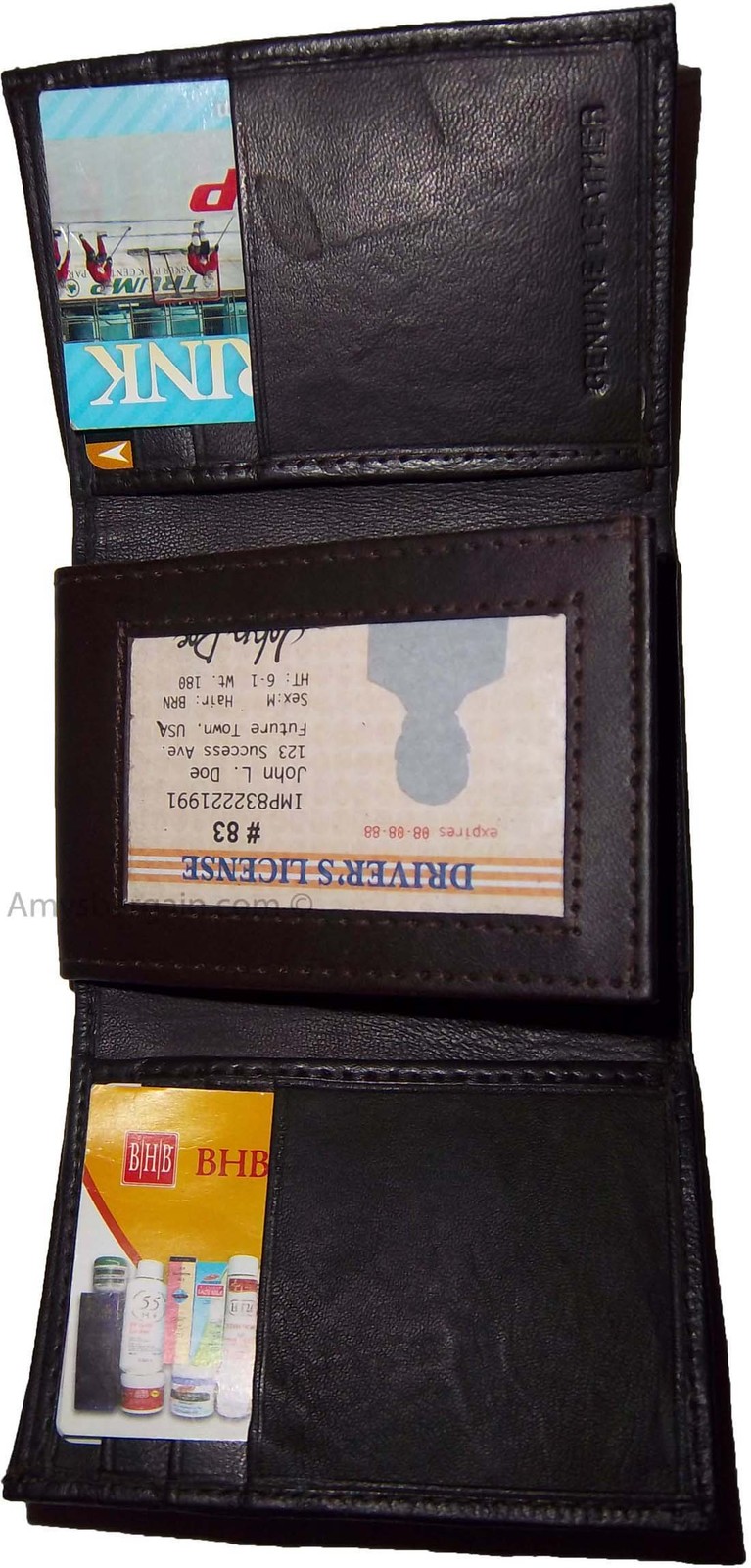 Lot of 3 new brown trifold leather men’s wallet 1 ID 9 card 2 bill spaces. - Image 10