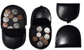 Lot of 4 New Black Leather change purse, Coin case, Coin holder, change purse BN