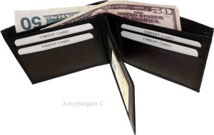 Lot of 4 New Men's High-end leather billfold wallet, Brown 6 credit card bifold - Image 11