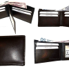 Lot of 4 New Men's High-end leather billfold wallet, Brown 6 credit card bifold