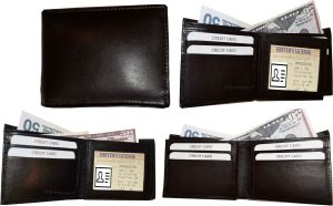 Lot of 4 New Men's High-end leather billfold wallet, Brown 6 credit card bifold - Image 6